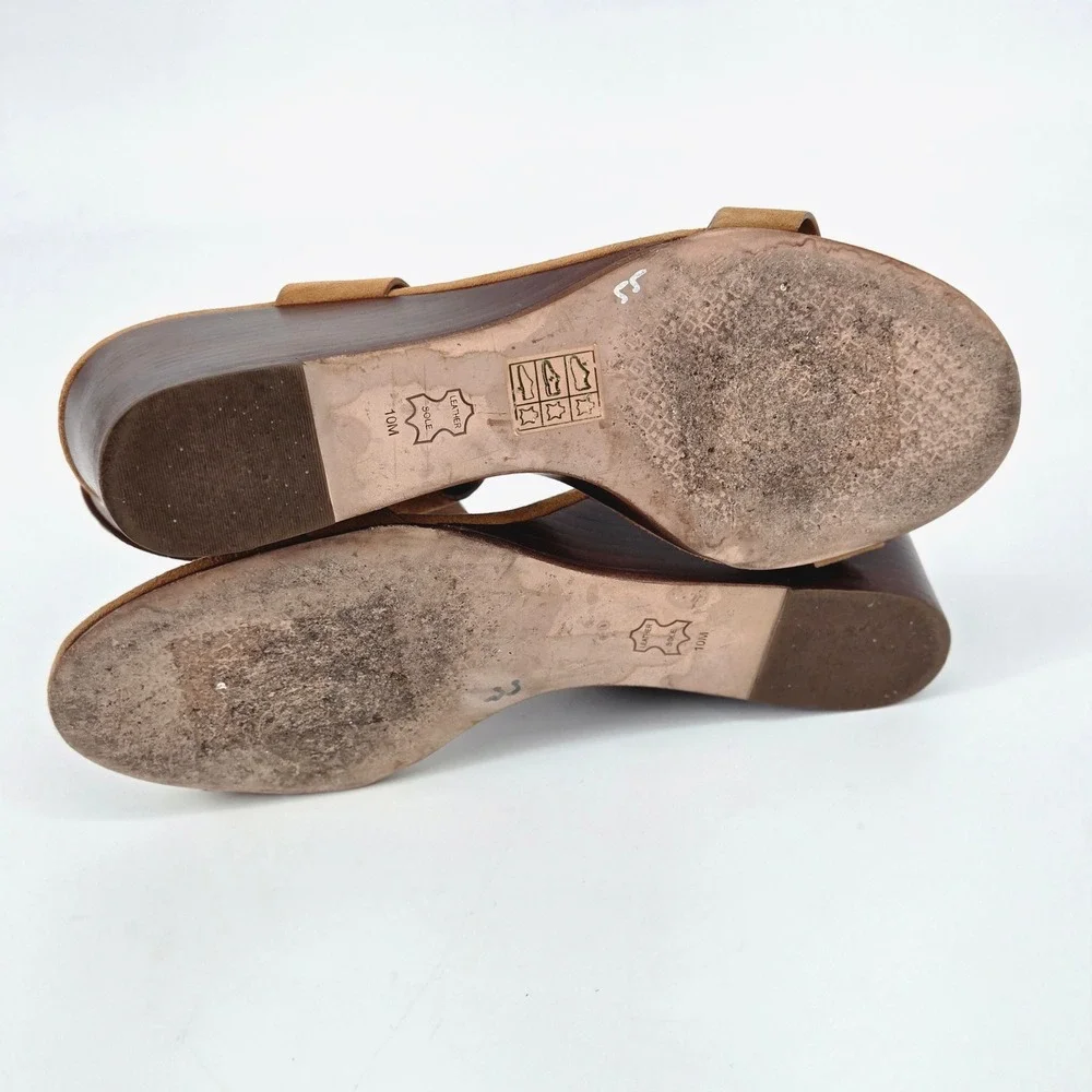 Tory Burch Mini Benton 65mm Wedge Sandal Kid Suede Amaretto Brown Women Size 10M